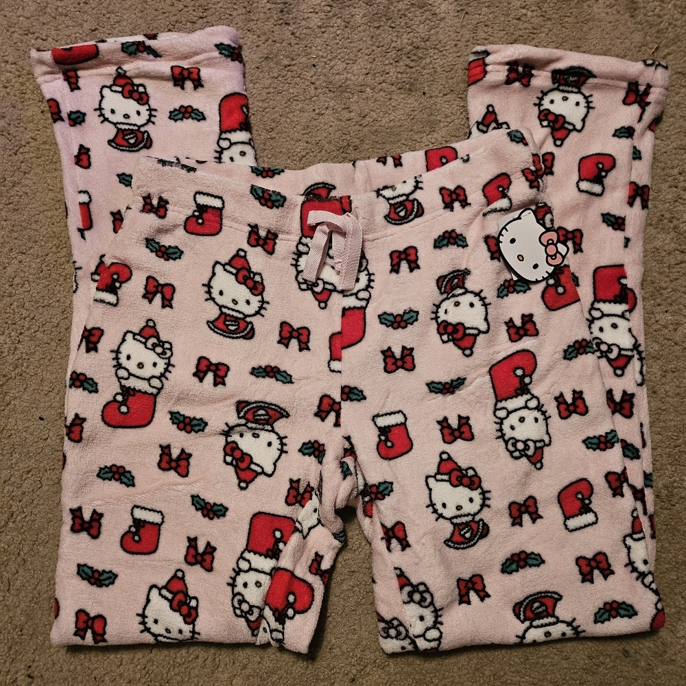 Hello Kitty Christmas Pajama Pants Size M L Hello kitty pajamas Plush